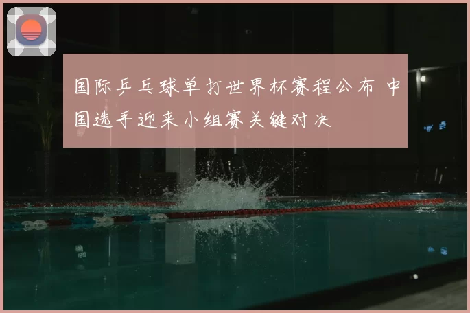 国际乒乓球单打世界杯赛程公布 中国选手迎来小组赛关键对决